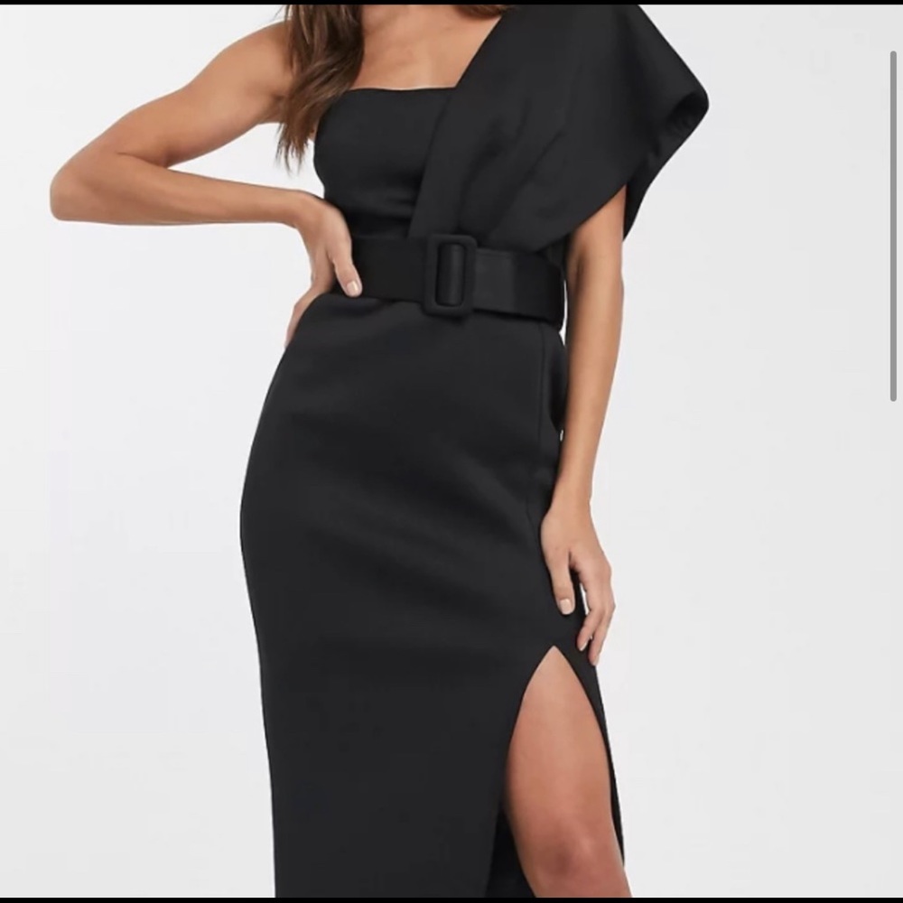Asos one shoulder chic scuba midi dress